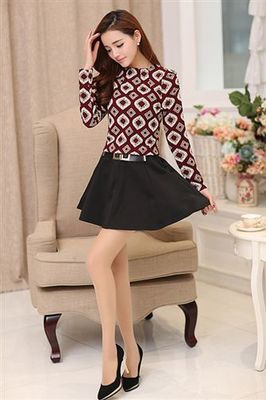 2015春款韩版拼接连衣裙 时尚修身，一件代发